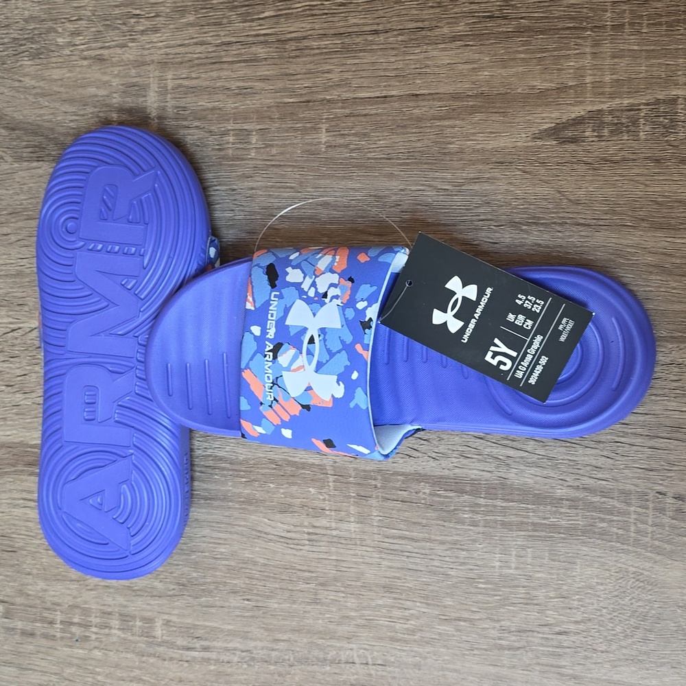 Under Armour Ansa Graphic Kids Slide Sandals Brilliant Violet US Size 5Y NEW - Picture 4 of 6